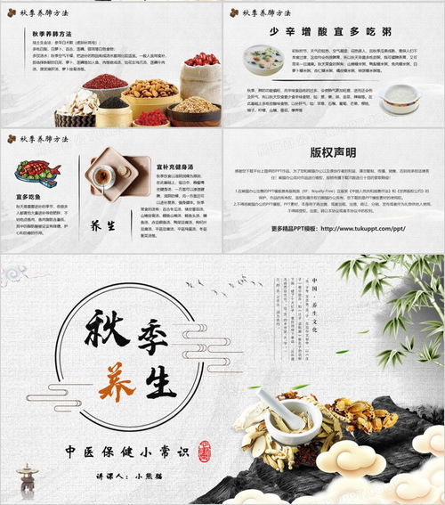 國(guó)風(fēng)秋韻話(huà)養(yǎng)生 中醫(yī)保健知識(shí)講座PPT模板（熊貓辦公）